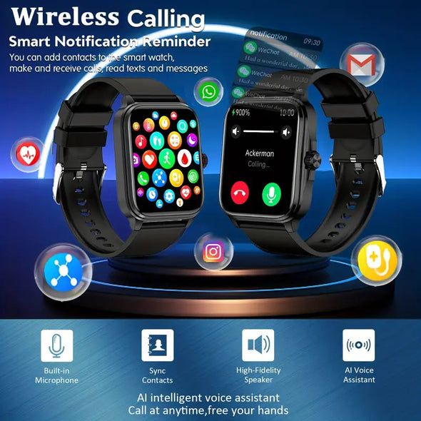 1.91 Inch Fitness Activity Monitor Smart Watch For Women Men, Health Tracker Watch With Heart Rate, Blood Oxygen, Blood Pressure, Blood Sugar, Sleep Tracking, Body Temperature, HRV, Heart Health Analysis