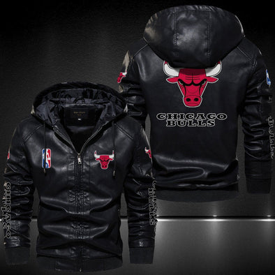 Chicago Bulls Hooded Leather Jacket