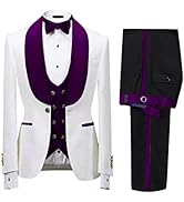 Men's Floral Jacquard Tuxedo Suits Slim Fit 3 Piece Suits Shawl Collar Suit for Man Wedding Prom Suits with Bow Tie