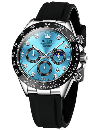 Watches for Men Luxury Quartz Chronograph 3ATM Waterproof Sport Wrist Watches Multifunctional with Silicone Strap Casual Mens Watches