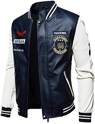 Men's Faux Leather Bomber Jacket Leather Jacket Stand Collar Lightweight leather jacket Motorcycle PU Jacket