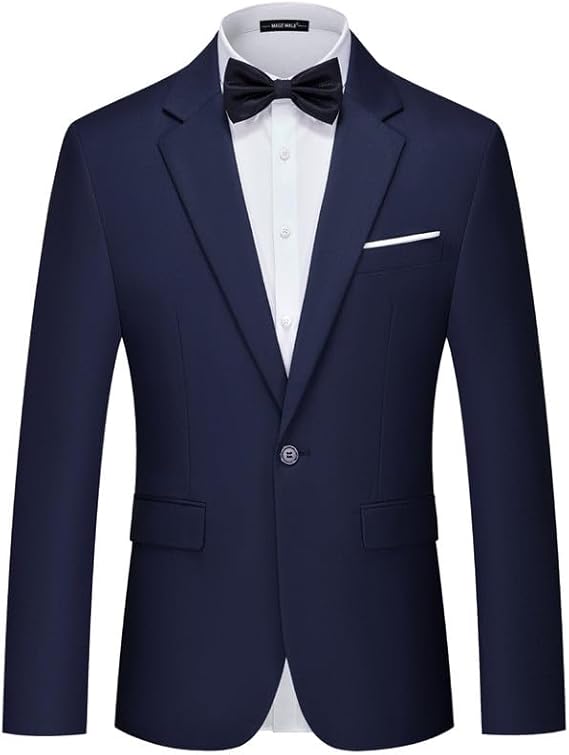 Men's Suit Jacket One Button Elegant Solid Slim Fit Single Breasted Party Blazer Jacket