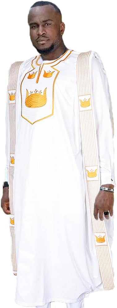 African Mens Clothing Traditional Wedding Attire Embroidery Male Clothes Set