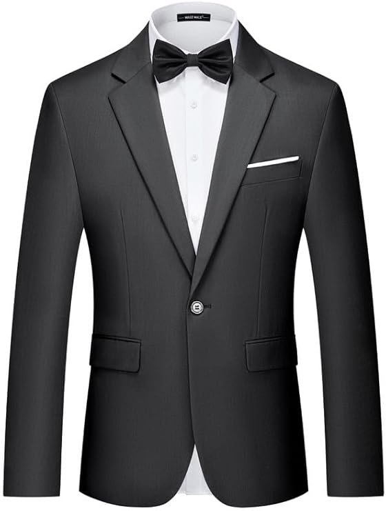Men's Suit Jacket One Button Elegant Solid Slim Fit Single Breasted Party Blazer Jacket