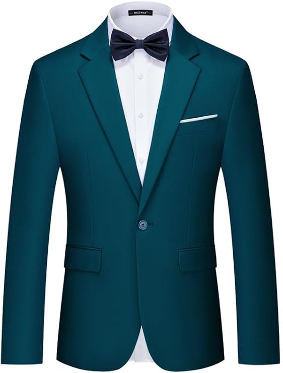 Men's Suit Jacket One Button Elegant Solid Slim Fit Single Breasted Party Blazer Jacket