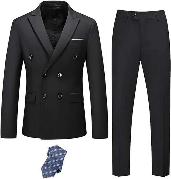 Men's Slim Fit 3 Piece Suit with Stretch Fabric, One Button Solid Blazer Vest Pants, Party Wedding Dress with Tie