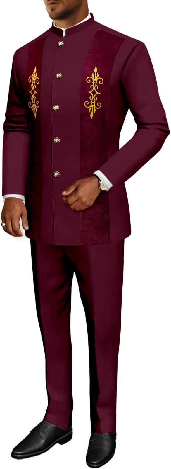 RESOURCE CONTROL Suit for Men 2 Piece Set Fashion Velvet Jacket and Pants