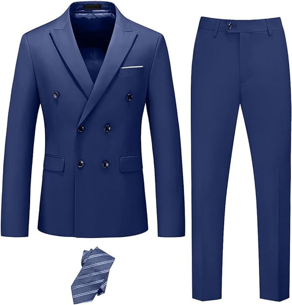 Men's Slim Fit 3 Piece Suit with Stretch Fabric, One Button Solid Blazer Vest Pants, Party Wedding Dress with Tie
