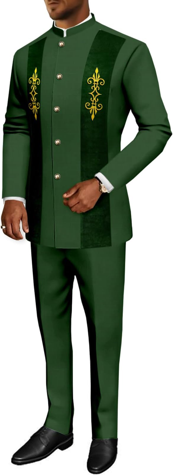 RESOURCE CONTROL Suit for Men 2 Piece Set Fashion Velvet Jacket and Pants