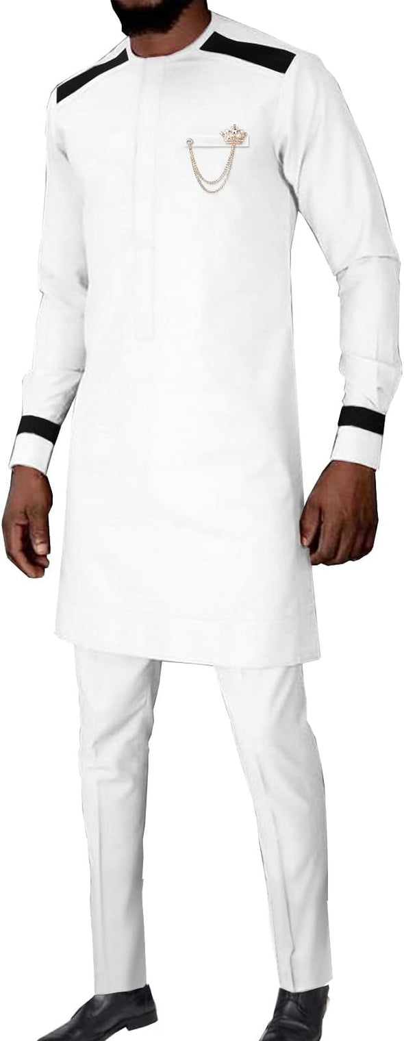 Suits for Men Patchwork Shirt Pants 2 Piece recourse control Clothes Traditional Wedding Attire