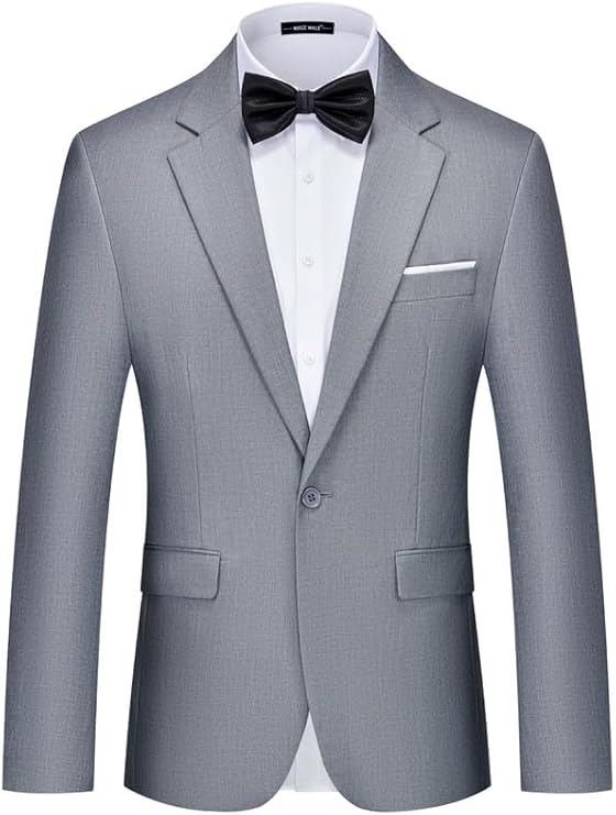 Men's Suit Jacket One Button Elegant Solid Slim Fit Single Breasted Party Blazer Jacket