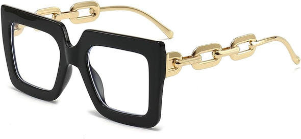 Trendy Oversized Square Sunglasses for Women, Retro Womens Luxury Large Sun Glasses UV400 Protection (Black/Grey)