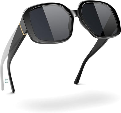 Oversized Sunglasses for Women Polarized 100% UV Protection Spring Hinges for Big Head Square Trendy Classic Frame