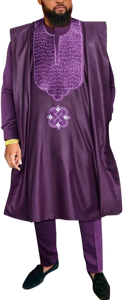 Mens Apparel Clothing Embroideryi Shirts and Pants Outfits 3 Pieces