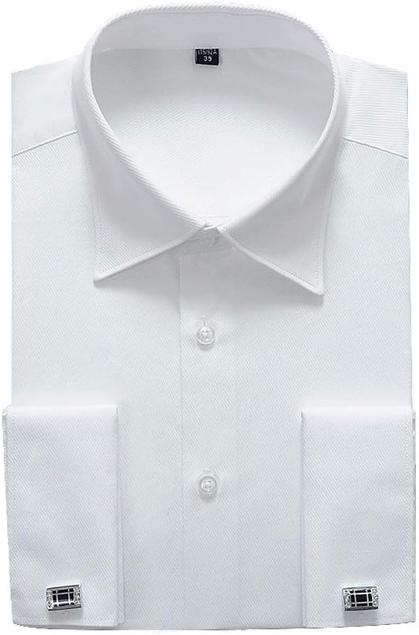 French Cuff Regular Fit Dress Shirts (Cufflink Included)
