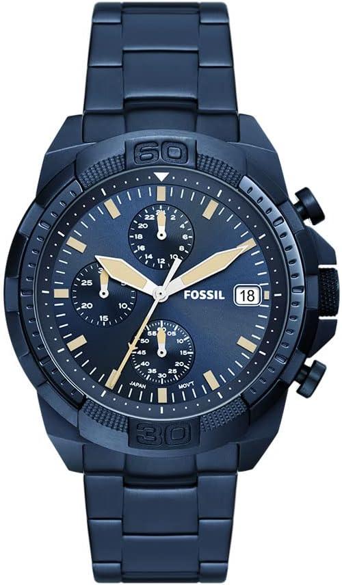 Fossil Men's Watch with Stainless Steel Bracelet or Genuine Leather Band, Chronograph or Three-Hand Analog Display