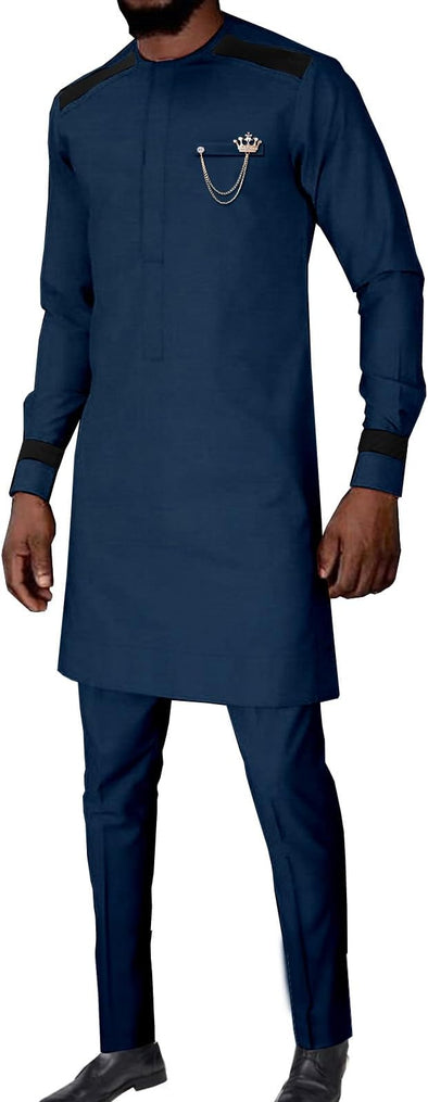 Suits for Men Patchwork Shirt Pants 2 Piece recourse control Clothes Traditional Wedding Attire