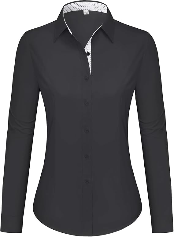 Button Down Shirts for Women Dress Shirts Cotton Long Sleeve Shirts for Women Wrinkle Free Stretch Work Blouse