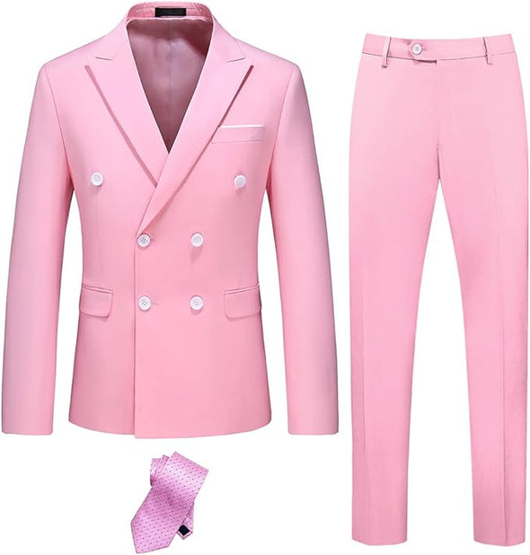 Men's Slim Fit 3 Piece Suit with Stretch Fabric, One Button Solid Blazer Vest Pants, Party Wedding Dress with Tie
