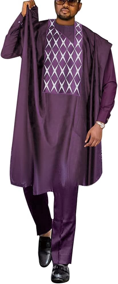 Mens Apparel Clothing Embroideryi Shirts and Pants Outfits 3 Pieces