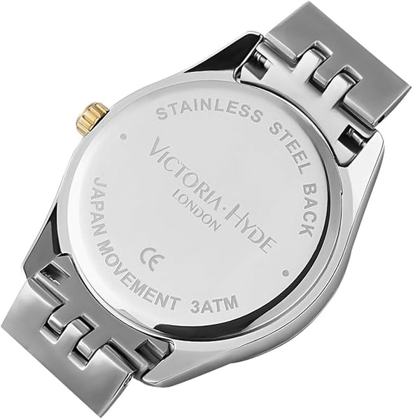 VICTORIA HYDE Two Tone Watches for Women, Silver and Gold Womens Watch, Stainless Steel Deepsea Blue Face Ladies Watch