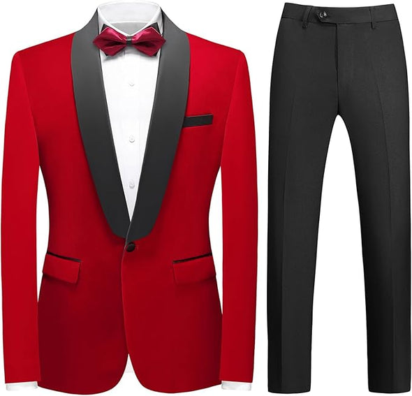 Mens Velvet Suits Slim Fit 2 Piece Tuxedo Suit for Men