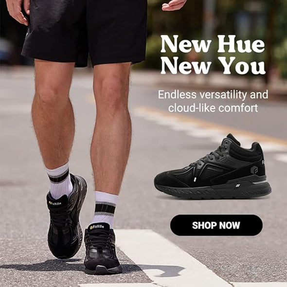 Basketball Shoes for Men with Flat Feet Extra Wide High-top Sneakers with Ankle Support