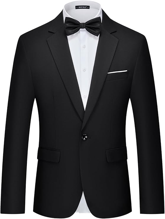 Men's Suit Jacket One Button Elegant Solid Slim Fit Single Breasted Party Blazer Jacket