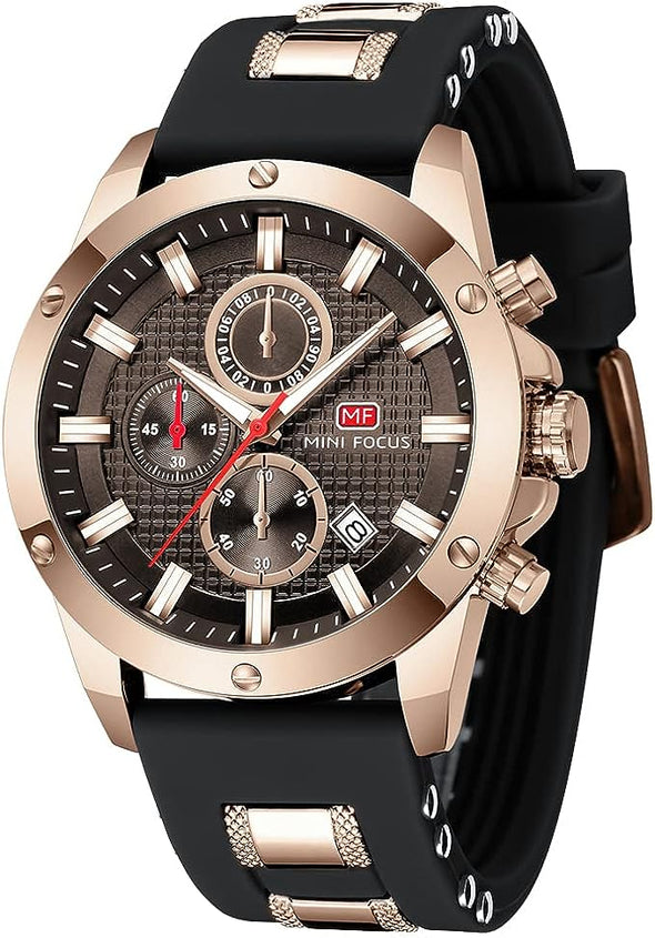 Mini Focus Mens Watch Casual Sports Watches (Chronograph/Waterproof/Luminous/Calendar) Silicon Band Fashion Quartz Watch for Men