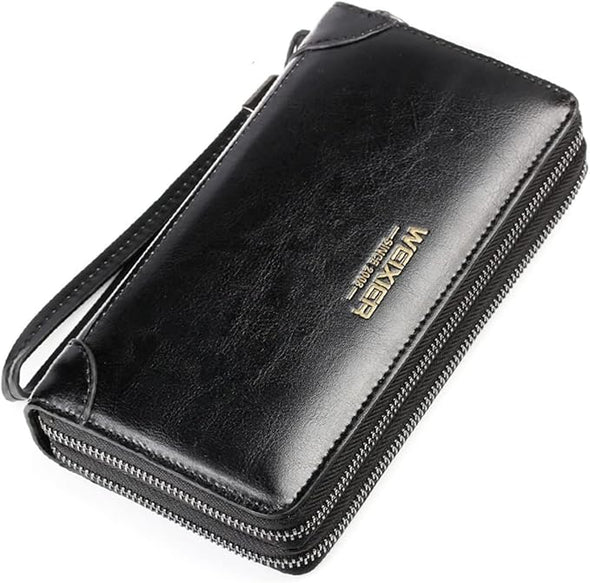 Large Wallet Clutch Long Leather Phone Purse Business Hand Clutch Bag Card Holder Travel Wallet for Men Women Father Husband