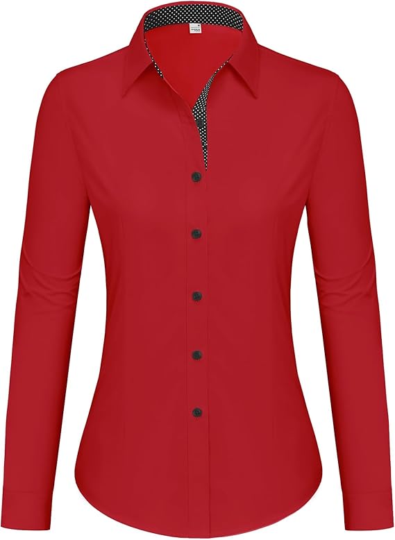 Button Down Shirts for Women Dress Shirts Cotton Long Sleeve Shirts for Women Wrinkle Free Stretch Work Blouse