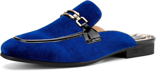 Mens Mules Velvet Slippers Slip-On Loafers for Men Casual Open Backless Sandals