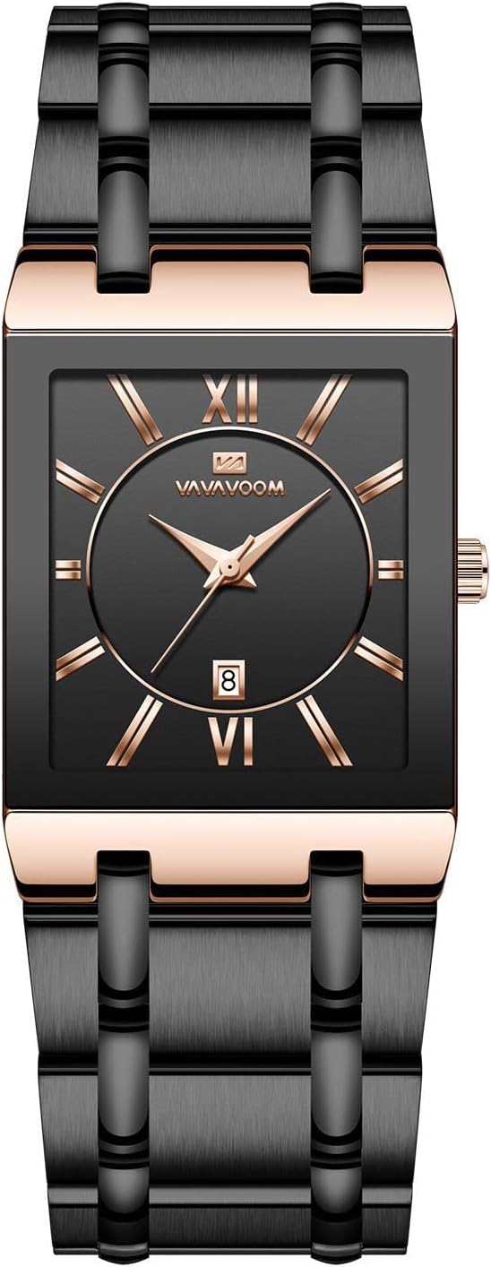 Men's Watch, Business Watch for Men, Men's Square Watch, Stainless Strap, Calendar Display, Water-Proof Quartz Watch for Men