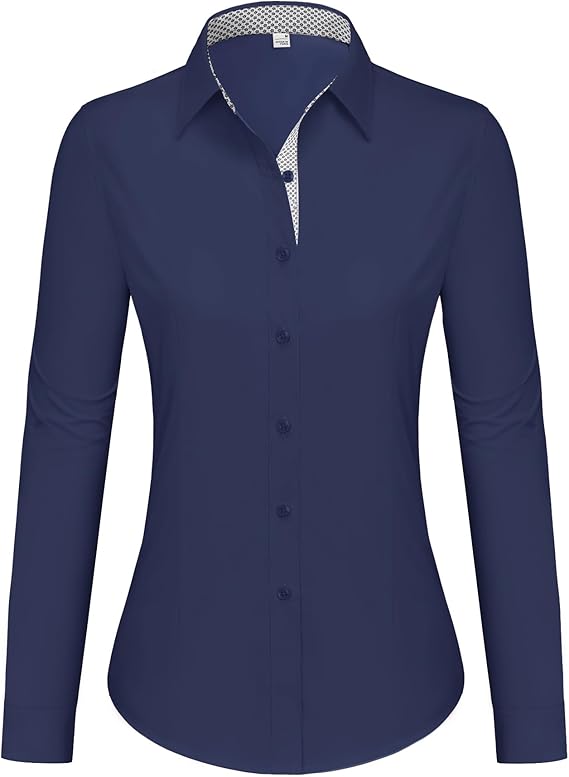 Button Down Shirts for Women Dress Shirts Cotton Long Sleeve Shirts for Women Wrinkle Free Stretch Work Blouse