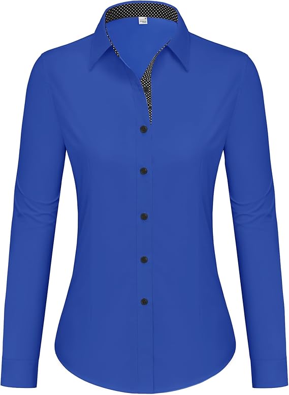 Button Down Shirts for Women Dress Shirts Cotton Long Sleeve Shirts for Women Wrinkle Free Stretch Work Blouse