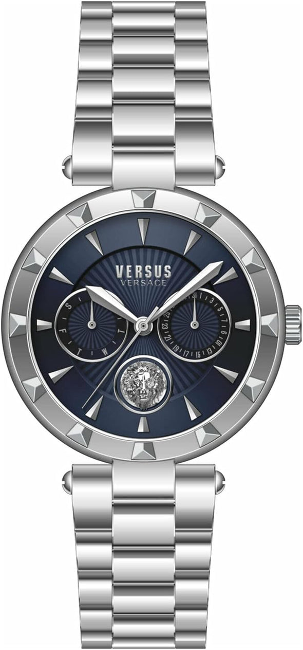 Versace Sertie Womens Fashion Watch with Enamel Dial. Multifunction Day and Date Sub Dials. Adjustable Jewelry Style Bracelet.