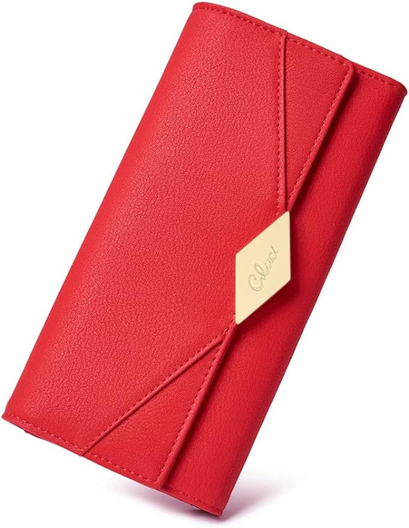 Women Wallet Soft Leather Designer Trifold Multi Card Organizer Lady Clutch Beige