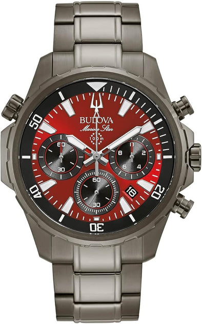 Bulova Men's Marine Star Series B Gray Ion Plated Stainless Steel 6-Hand Chronograph Quartz Watch,