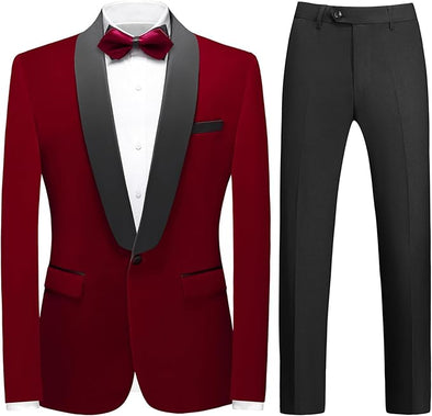 Mens Velvet Suits Slim Fit 2 Piece Tuxedo Suit for Men