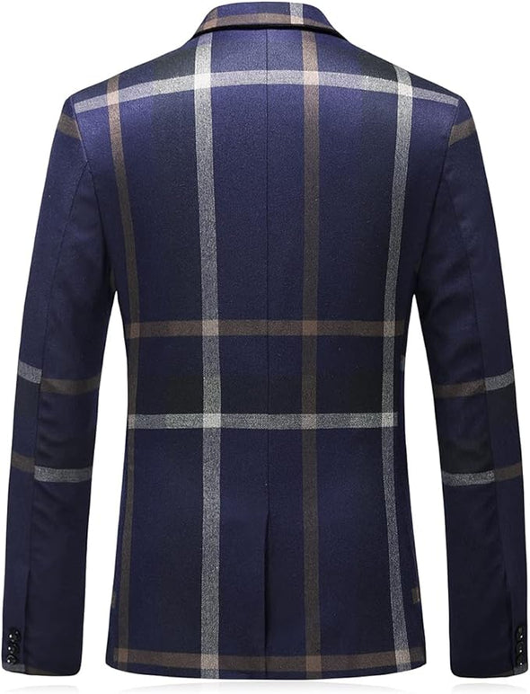 Mens Suits 3 Piece Check Plaid Suit Single Breasted One Button suits