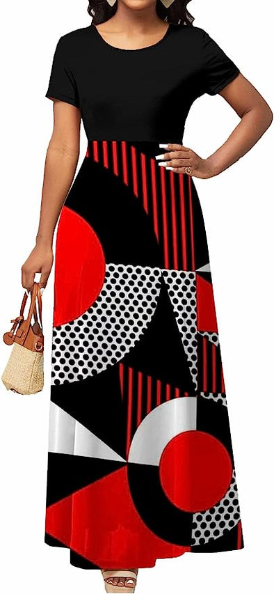 LaiyiVic Womens Maxi Dresses Long Sleeve Floral Printed Casual V Neck Loose Party Dress Fall