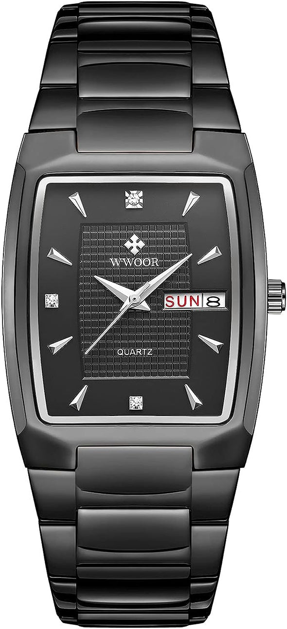 Square Watches for Men and Women Stainless Steel Mens Square Watch with Date Waterproof Analog Quartz Fashion Business Casual Wristwatch