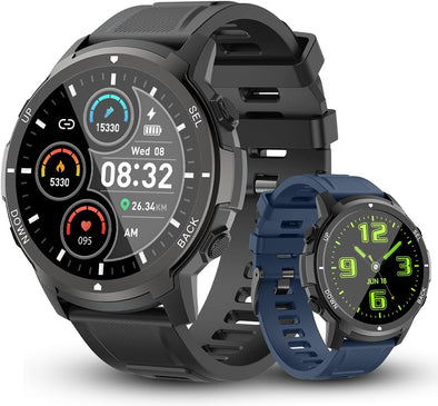 Smart Watch for Men Fitness: (Make/Answer Call) Bluetooth Military Smartwatch for Android iPhone Phones Waterproof Outdoor Tactical Digital Sport Run Watches Tracker Sleep Heart Rate Monitor