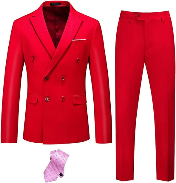 Men's Slim Fit 3 Piece Suit with Stretch Fabric, One Button Solid Blazer Vest Pants, Party Wedding Dress with Tie