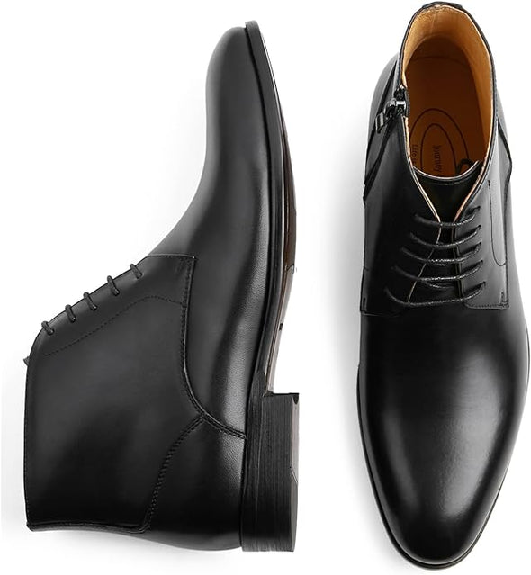 Mens Chelsea Boots Lace-up Chukka Ankle Boot Leather Dress Boots for Men