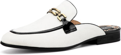 Mens Mules Velvet Slippers Slip-On Loafers for Men Casual Open Backless Sandals