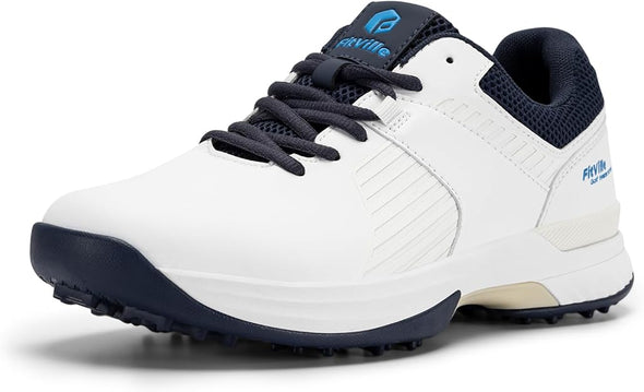 FitVille Extra Wide Mens Golf Shoes Waterproof, Professional Outdoor Spiked Golf Shoes for Men