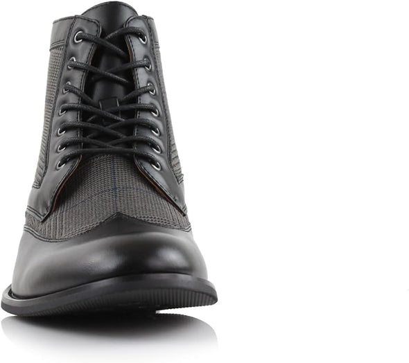 Men's Wing-Tip Plaid Dress Boots