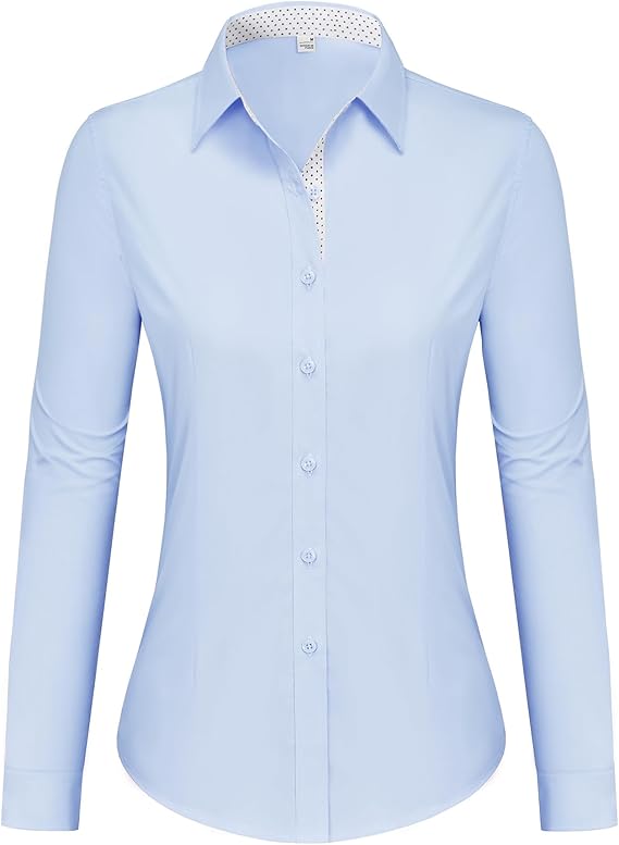 Button Down Shirts for Women Dress Shirts Cotton Long Sleeve Shirts for Women Wrinkle Free Stretch Work Blouse