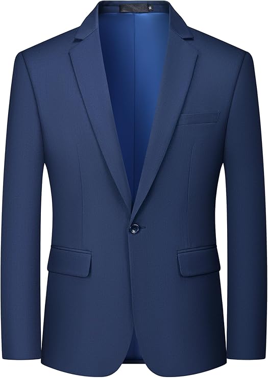 Men's One Button Suit Jacket Elegant Solid Color Blazers Slim Fit Lightweight Sport Coats Blazer